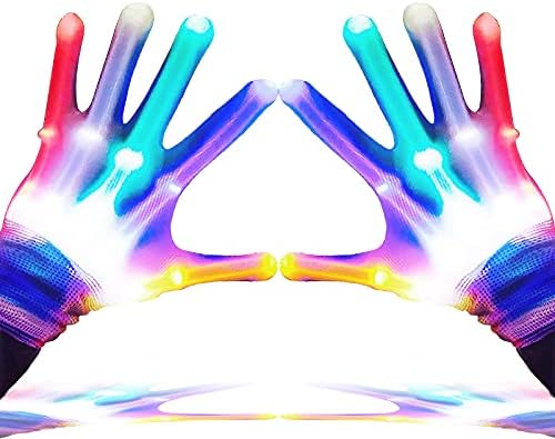 GLEDLOVES LED Gloves,LED Finger Gloves,LED Gloves for Kids,Toys for 3-12 Year Old Boys Girls,Lights Up Gloves 5 Color/6 Mode