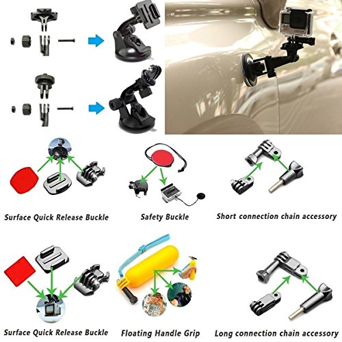 Image of Action Pro Accessories Kit Compatible with GoPro-13 /12 /11 /10 /9 /8 /7 /6 /5 /4 /3+ Session Accessory Bundle Set for Action Camera SJ4000 /SJ5000 /SJ6 /Xiaomi /Yi