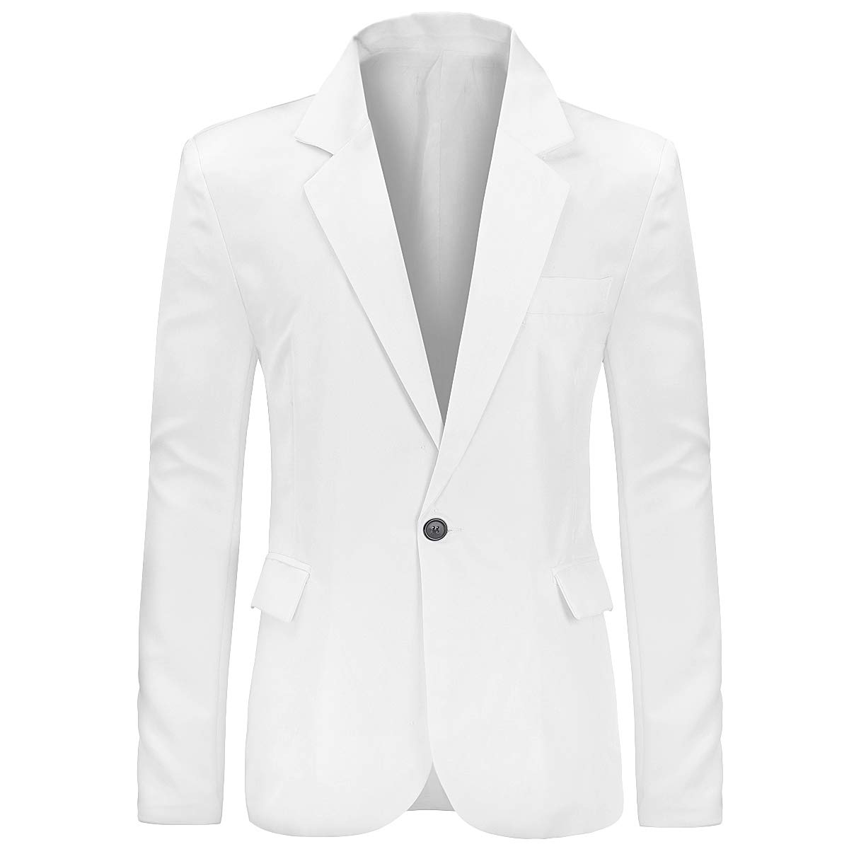 Allthemen Men's White Notched Lapel Center-Vent One-Button Blazer Small