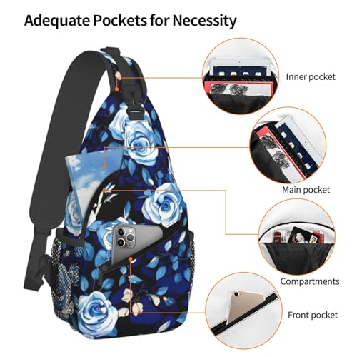 Mochila cruzada deportiva impermeable estilo floral negra miniatura 4