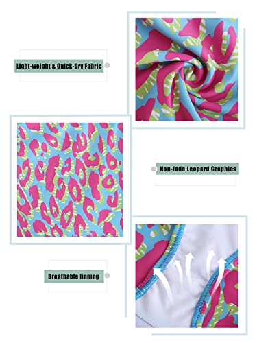 Girls Leopard Swimsuits Hawaiian Ruffle One Piece Bathing Suit Skirted Swimwear for Kids 3-16 Years4