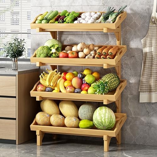 Frutero de madera de 4 niveles y 50 cm de ancho para organizar la cocina