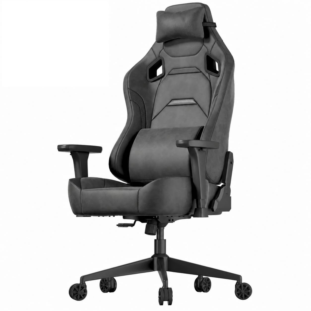 JUMMICO Sedia da gaming in ecopelle, sedia da ufficio ergonomica con braccioli 3D, sedia da scrivania con schienale reclinabile per gaming, lavoro e studio, portata massima 200 kg, grigio argento