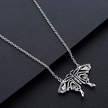 Mamma Butterfly Necklace Silver Antique 
