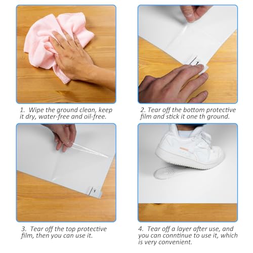 Image of mopam 300 Sheets 24 inch x 36 inch Sticky Mats for Cleanrooms White Adhesive Mats (10 Pads of 30 Sheets) Walk Off Tacky for Laboratories Homes Construction Sites and More Remove Dust and Dirt from Shoes