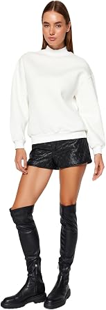 Trendyol Women Basic Regular Basic Standing collar Knit Sweatshirt