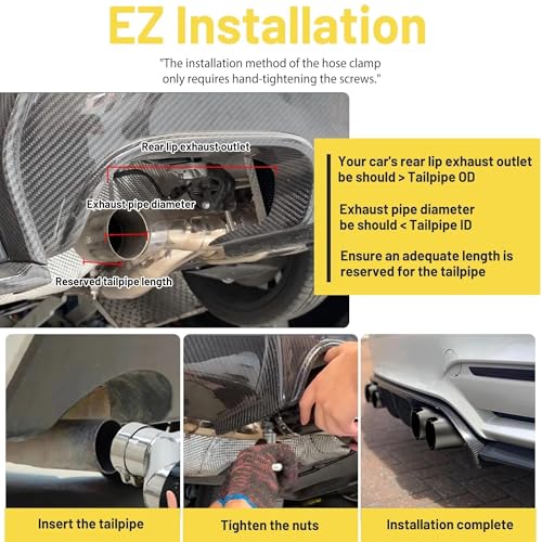 Embout silencieux double sortie en acier inoxydable ID63-OD89MM de décoration pour automobile - 7