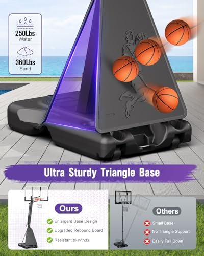 Image of TONBUX Basketball Hoop Outdoor 44 /48 /54 Inch PC Backboard, 10FT Adjustable Basketball Goal, Portable Basketball Hoop for Kids /Teens /Adults in Backyard, Driveway and Indoor