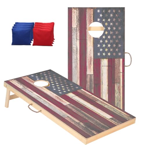Image of Sportdo 4x2 ft Solid Wood Cornhole Set with 8 Bean Bags, Regulation Size Cornhole Board Set for Adults, Cornhole Game Set for Tailgate Backyard Toss Games Indoor&Outdoor Activities