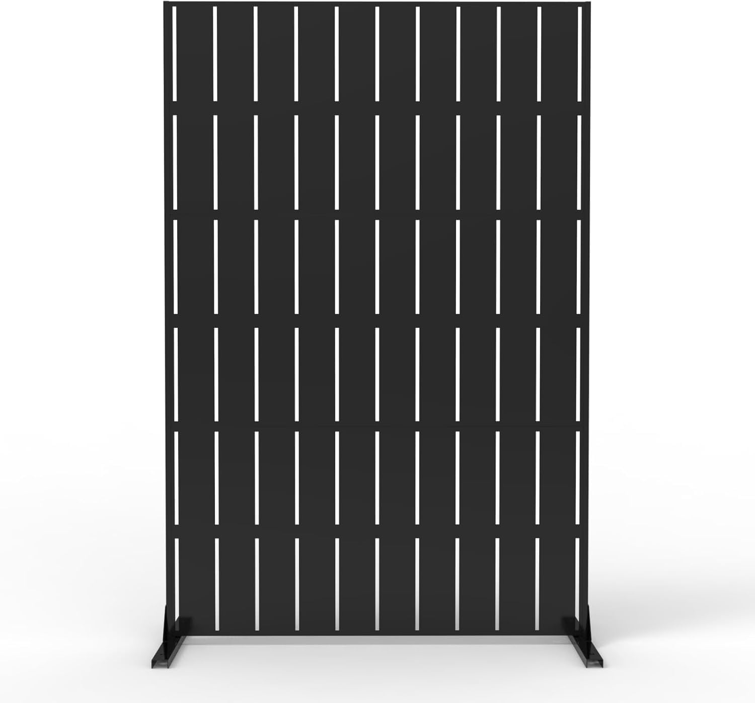3-Panel 6ft Metal Privacy Screen Panel with Stand, Freestanding Weatherproof Rust-Resistant Decorative Fence, Modern Black Outdoor/Indoor Divider for Patio Garden Pool