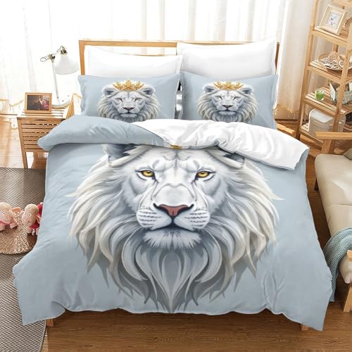 Housse de couette lion 3D microfibres super king 260x220 - 3