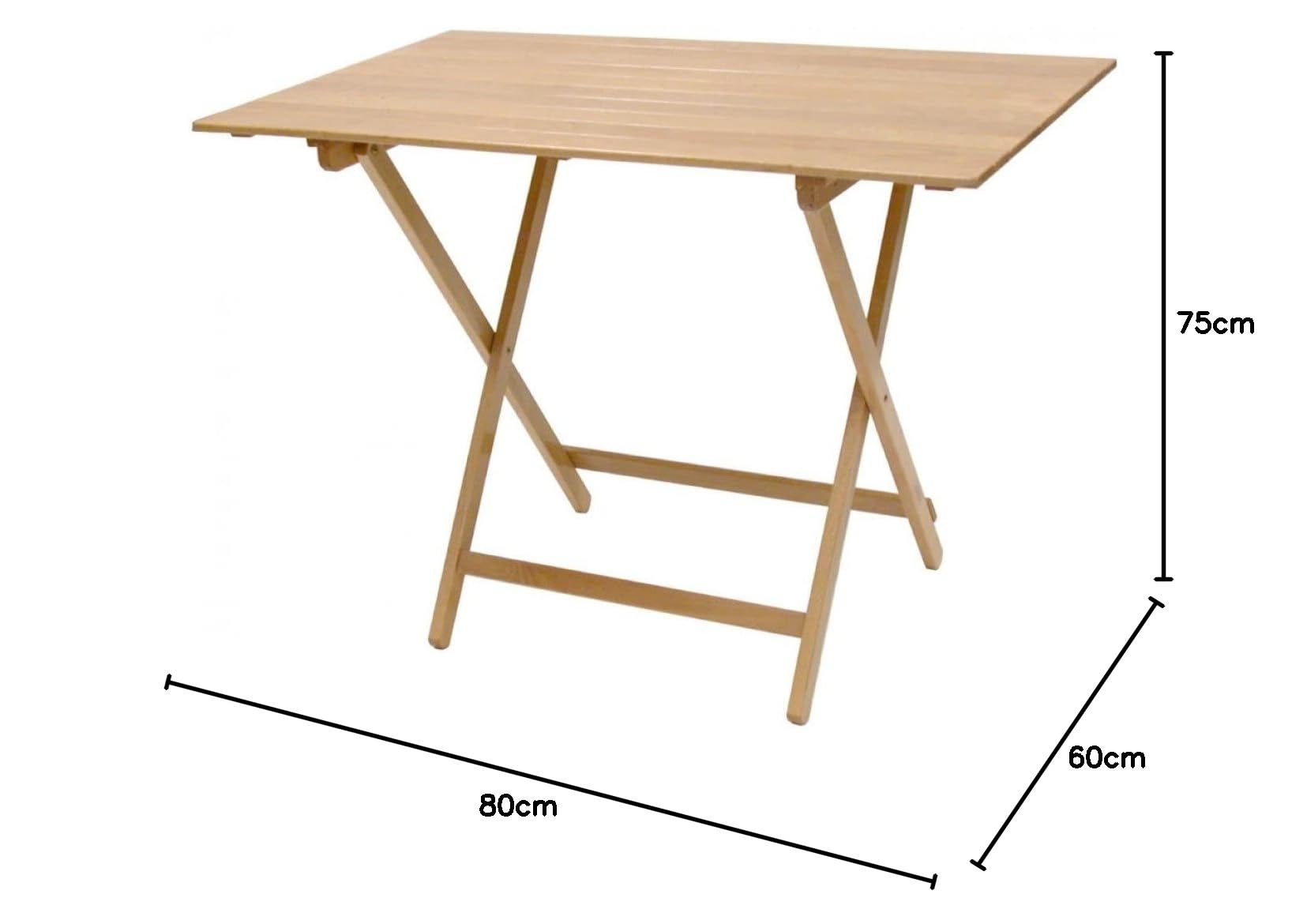 Tavolo pieghevole legno naturale 60x80 cm giardino camping