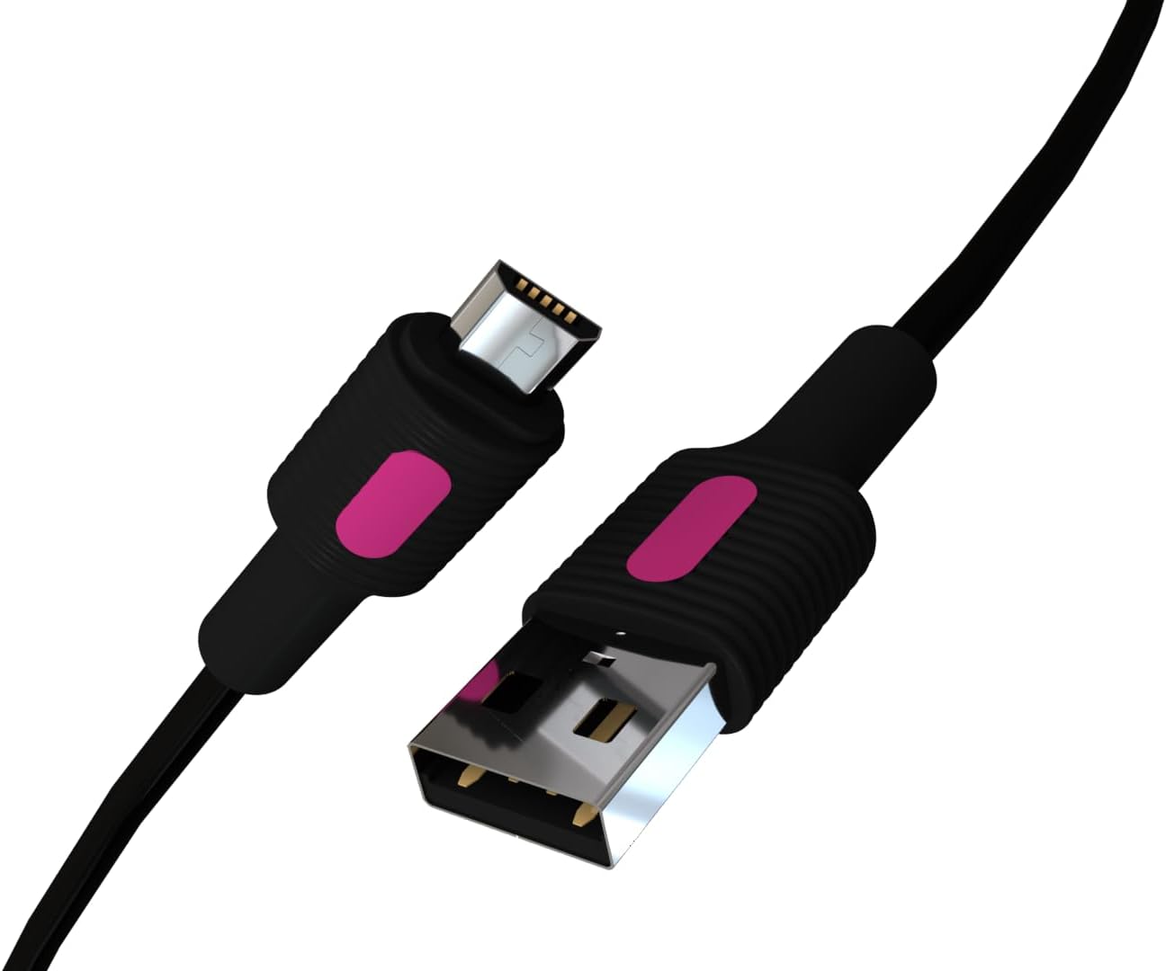 Coral Micro USB Hızlı Şarj Kablosu (Siyah + Fuşya/Siyah Uç) (120 CM)