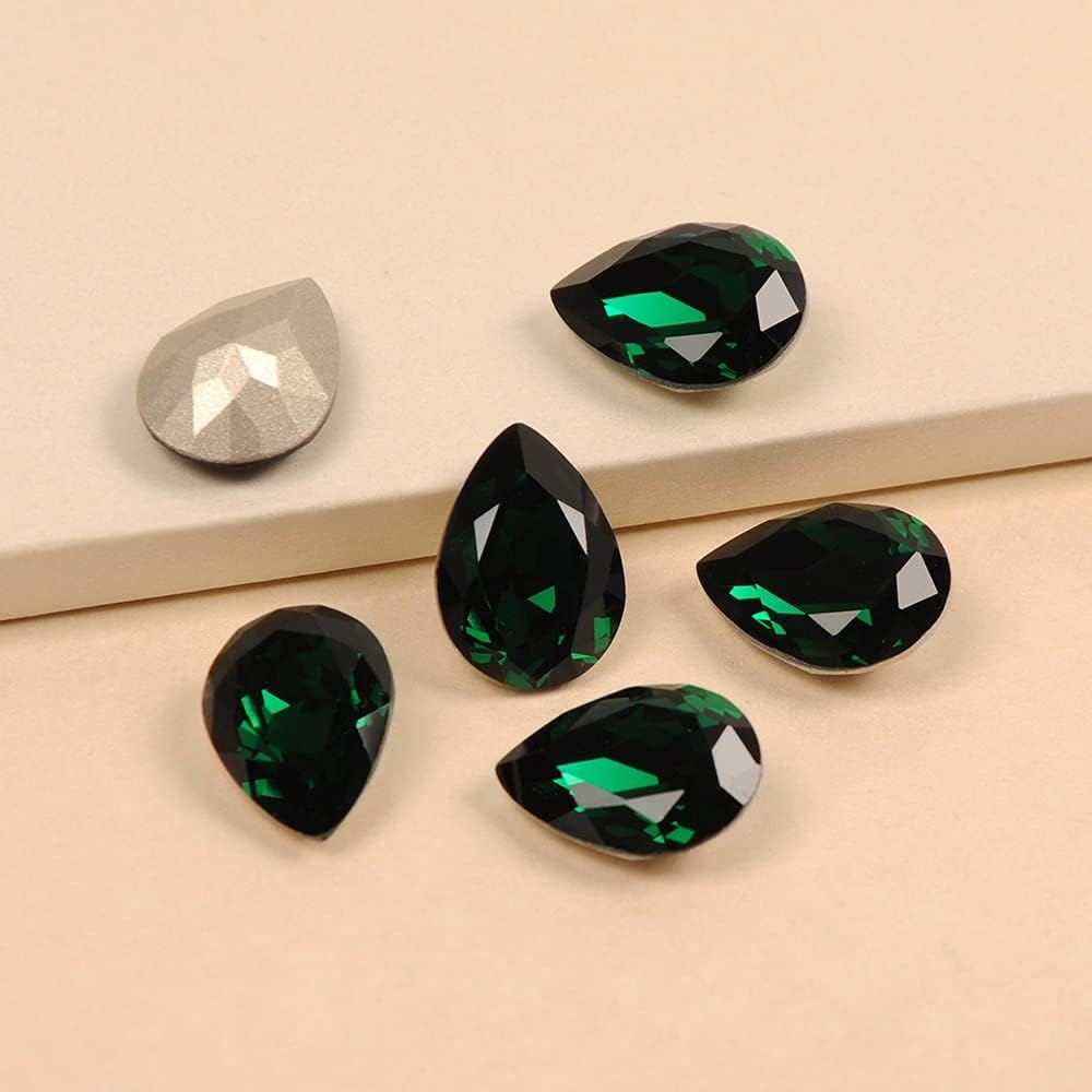 Dorp Emerald Nail Art Rhinestones Diamond Pointback Crystal Fancy Rhinestone for 3D DIY Nail Art Decoration