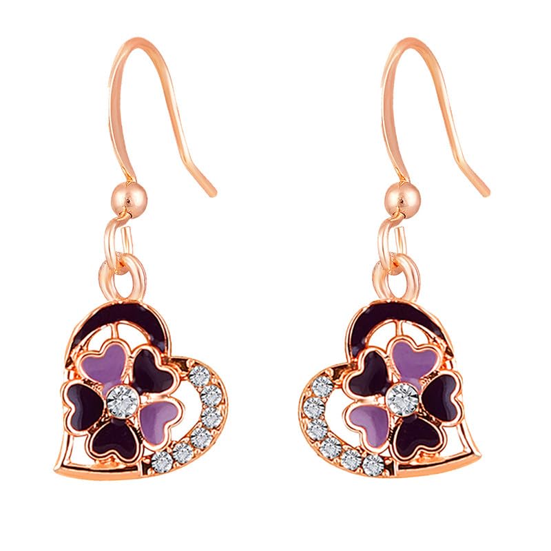 Mahi Rose Gold Plated Purple Meenakari Work and Crystals Floral Heart Earrings for Women (ER1109854ZPur) (B0CSNG8FJL) Amazon Price History, Amazon Price Tracker