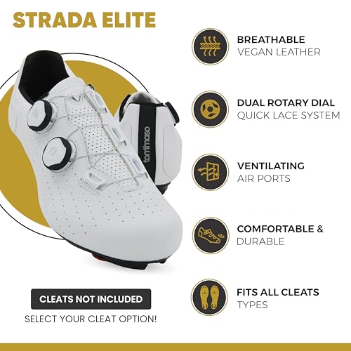 Tommaso Strada Mens SPD & Peloton Shoes—2 in 1 Cycling Shoes—Install your Own Delta or SPD Cleats for Road Bikes, Indoor Cycles or Most Mens Bicycles—Explore Tommaso's Bike Accessories2