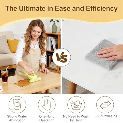 Image of Khedu Fab Cute Mini Foldable Desktop Mop | Self‑Squeeze Sponge Mop for Wet & Dry Use | Portable Cleaning Tool for Small Spaces | Kitchen, Bathroom, Glass, Living Room