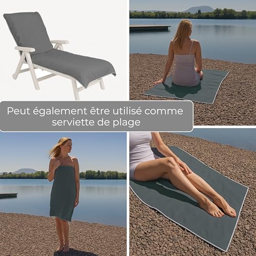 Drap de plage pour bain de soleil beige en microfibre légère pour l'été