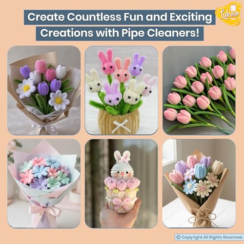 Image of Lakeer Pipe Cleaners 100 Pcs 7 Pastel Colors Chenille Stems for DIY Crafts Decorations Creative School Projects (6 mm x 12 Inch)
