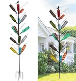 HUAGHEE 7.2FT Tall Wine Bottle Trees Stand for Garden Decorative, Rustproof Metal Bottle Tree Holder, Holds Up to 15 Bottles (Bronze)