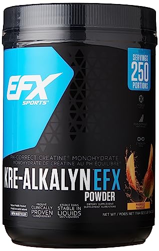 EFX Sports Kre-Alkalyn Powder 500g, PH-Correct Creatine Monohydrate | Multi-Patented Formula, Gain Strength, Build Muscle & Enhance Performance, Mango 500 gram