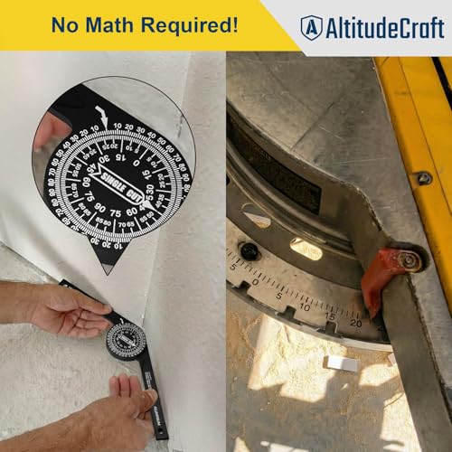 Image of Precision Miter Saw Protractor - No-Math Angle Finder for Crown Molding, Trim & Woodworking | Heavy-Duty Aluminum, 360 Rotation (7.28 In)