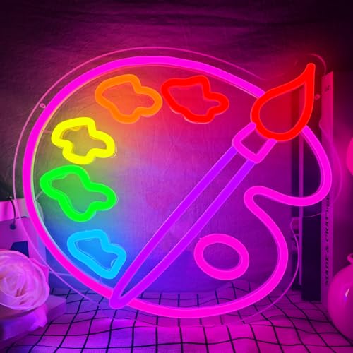 Paint Palette Neon Sign Art Studio Room Led Lights Dimmable