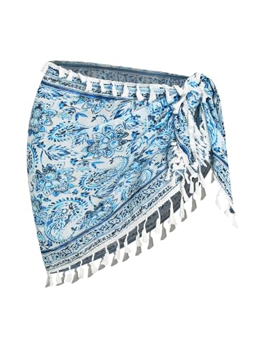 Image of ZAFUL Women's Sarong Coverups Beach Wrap Sheer Bikini Cover Up Mini Skirt | Wraps Swimwear, Cover Ups for Swimwear, Multi-Wear, Texture, Floral