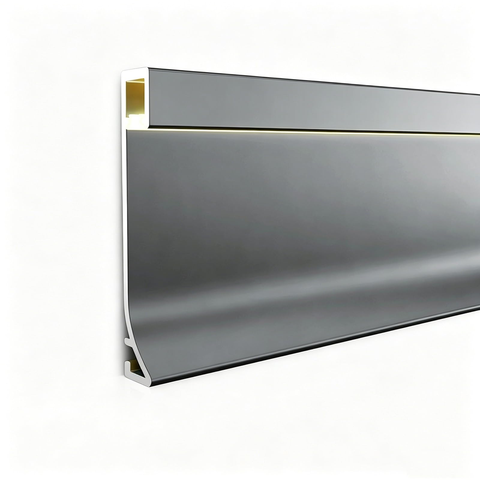 Led Baseboard Lighting Strips, Decorative 2 3 Inch Aluminum Alloy Skirting Board with Accessories for Kitchen, Floor Skirting Moulding(C 5cm/2'',2.4m/7.9ft)