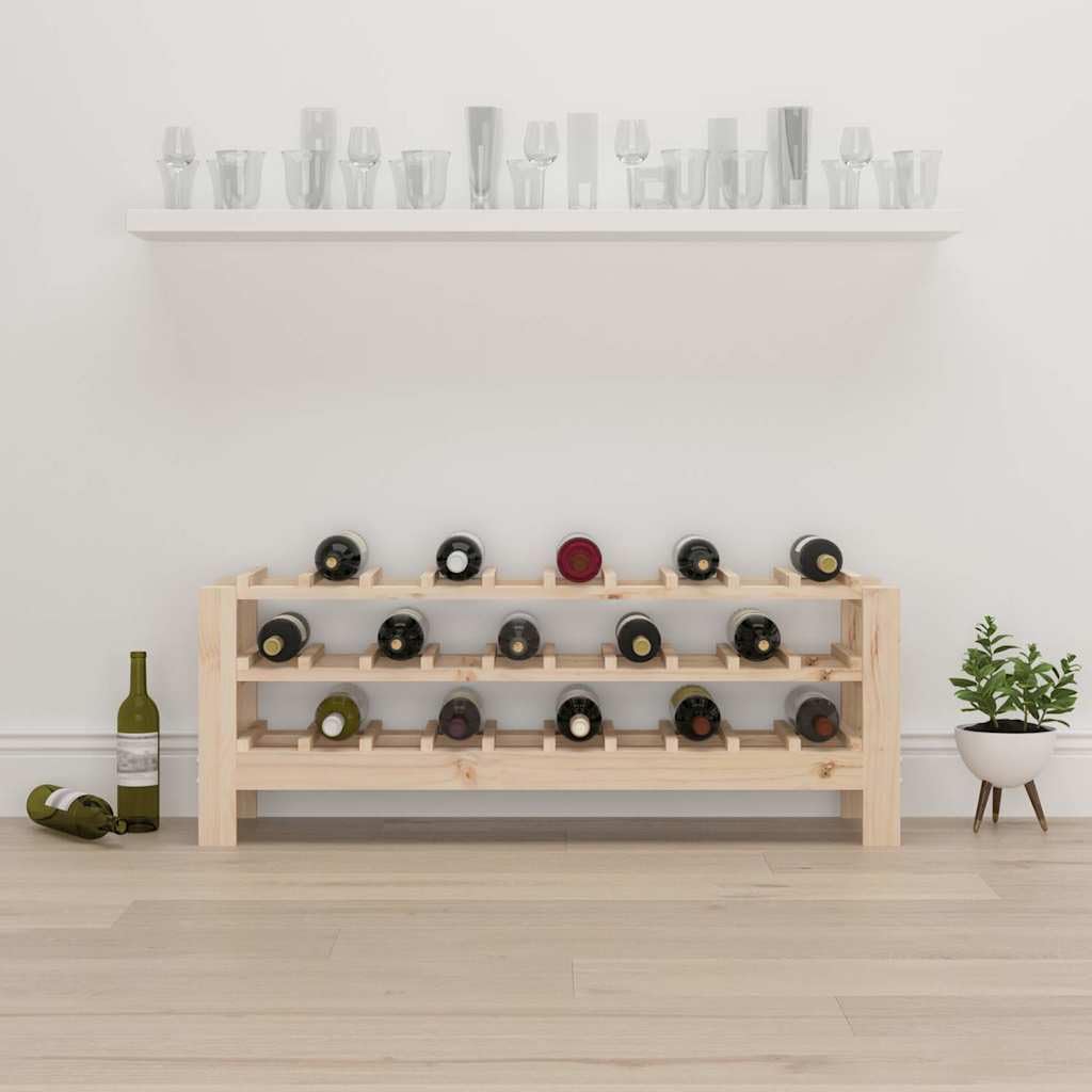 Botellero de madera de pino para 30 botellas de vino, 109,5 x 30 x 42 cm