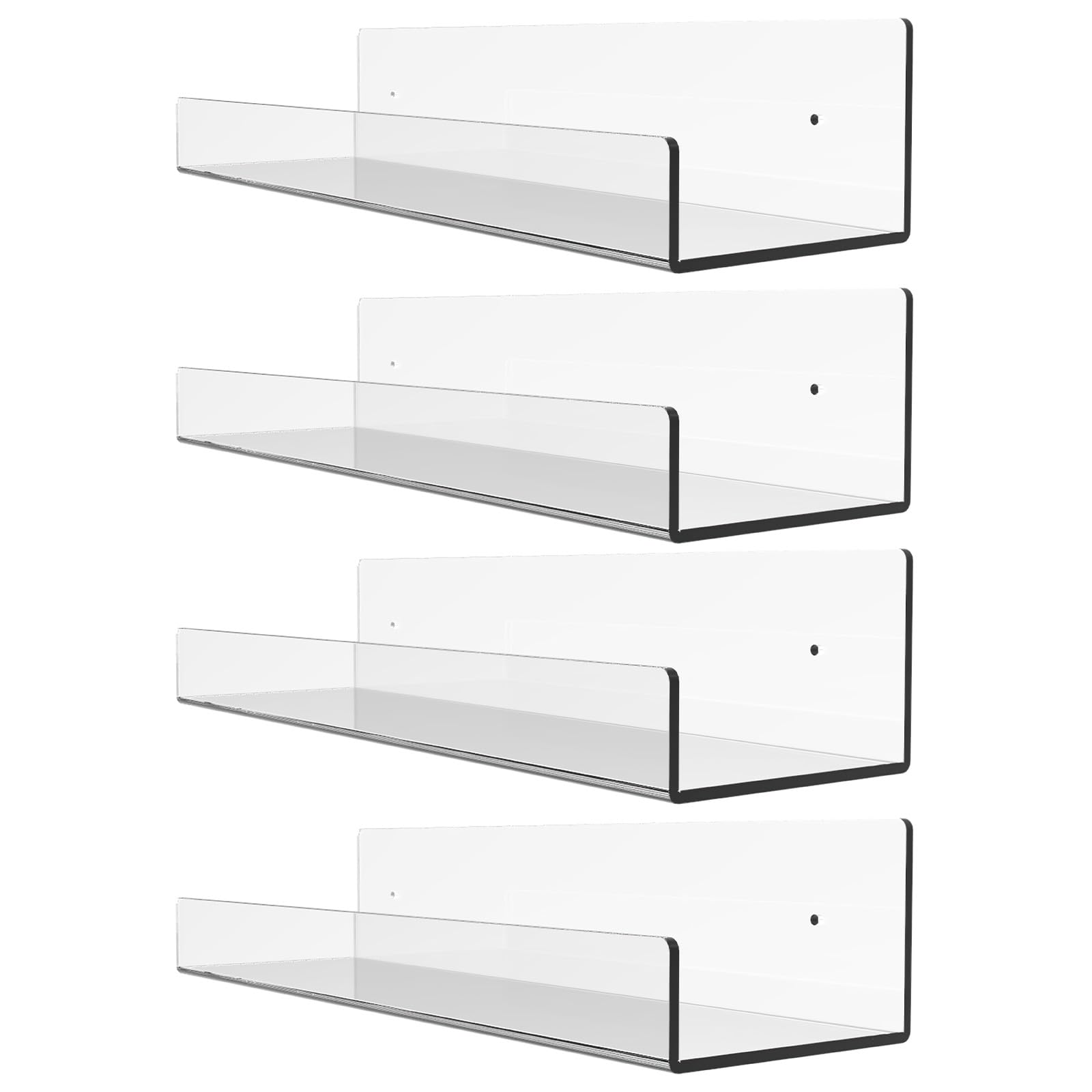 COZHYESS Paquete de 4 Estantes de Pared Blancos, Estante Flotante, Estante de Acrílico, Estante de Pared Sin Perforaciones, Fácil Instalación, para Dormitorio, Baño, Cocina, Sala de Estar, Oficina