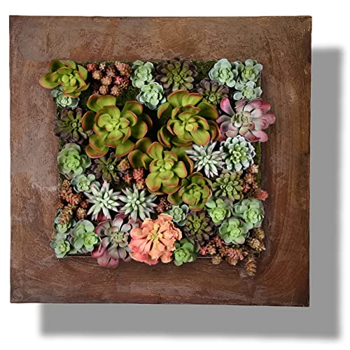 Modern Home Living Wall Galvanized Steel/Zinc Succulent Planter, Wall Mounted Garden Pocket Planter (16 Pocket, Rust Zinc)