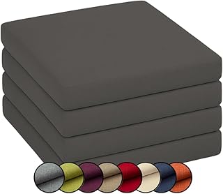 chilly pilley Stuhlkissen Gartenkissen Gartenstühle Stuhlauflage Stuhlpolster Sitzkissen Abnembar Bezug Mit Reißverschluss Auflage Set Garten Kissen (4X 50x50x5, Grau)