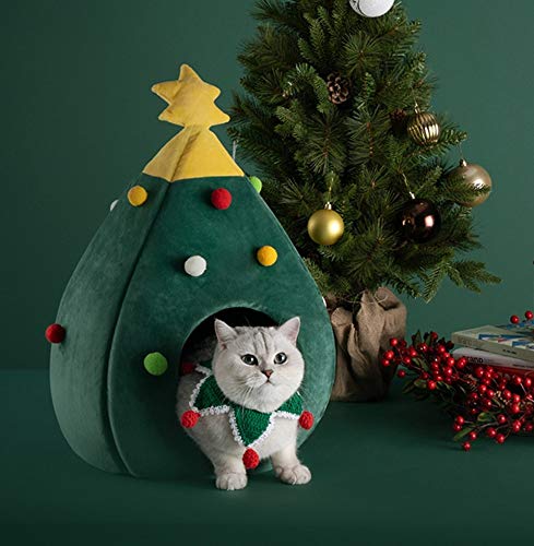 Nid d'hiver pour chat en forme d'arbre de Noël vert taille M - 7