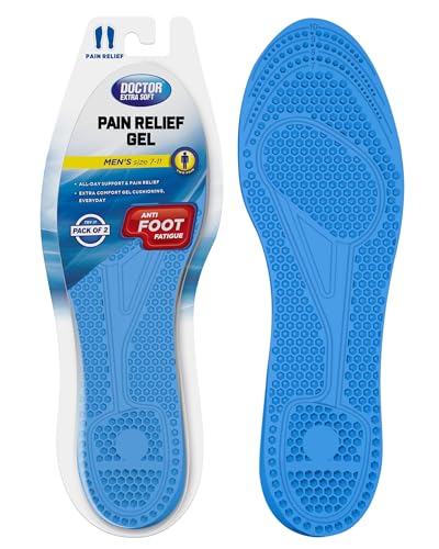 Image of DOCTOR EXTRA SOFT Pain Relief Trimmable Gel Insoles Pack of 2 Pair for Men's Size 7-11| Comfortable & Breathable| Lightweight & Durable| Ideal For Loose Shoes or Replacing Existing Insoles /Inserts