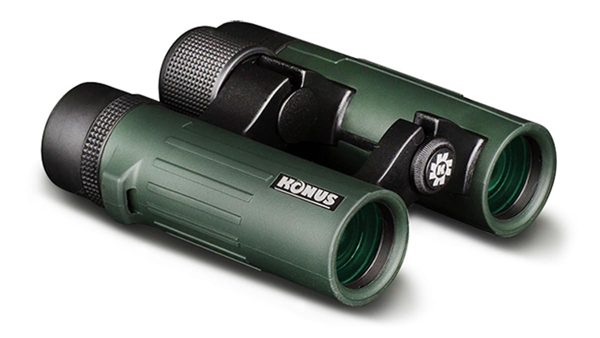 KONUS | SUPREME-2 10x26 Binocolo Impermeabile Robusto da Caccia con Ponte Aperto, Zoom 10x26