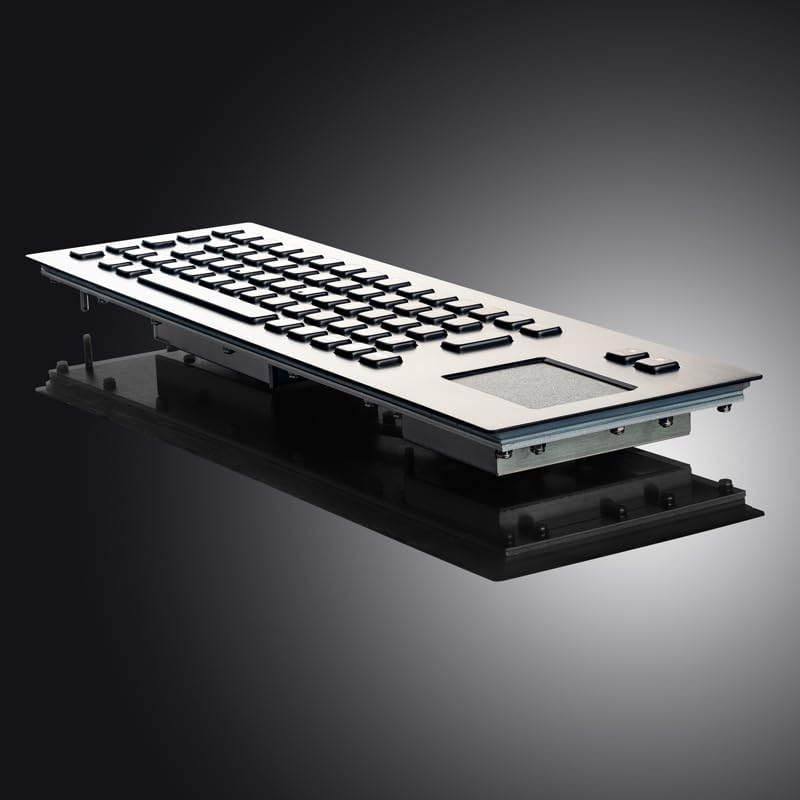 Black Panel Mount Industrial Metal Keyboard with Touchpad Stainless Steel Kiosk for Public Use(USB Interface)