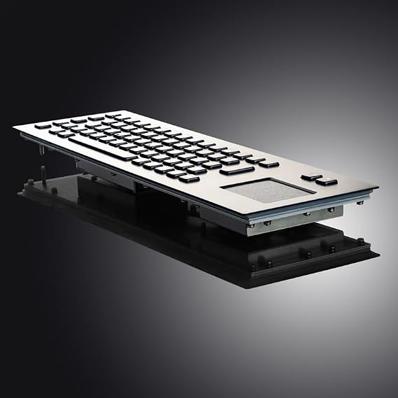 Black Panel Mount Industrial Metal Keyboard with Touchpad Stainless Steel Kiosk Keyboard for Public Use(PS2 Interface)