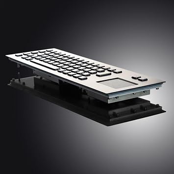 Black Panel Mount Industrial Metal Keyboard with Touchpad Stainless Steel Kiosk Keyboard for Public Use(PS2 Interface)