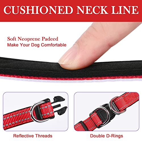 AUAUY Reflective Nylon Dog Collars, Double Security Adjustable Classic Pet Collars with Soft Neoprene Padding AirTag Case - Image 4