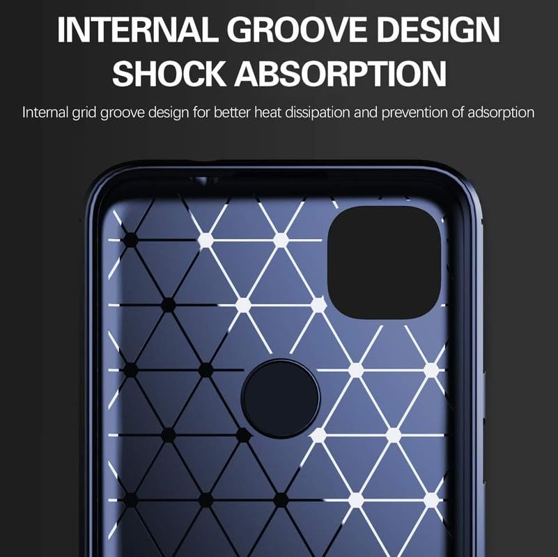 Image of NPRC Hybrid Ultra Slim Protective Case TPU Non-Slip Carbon Fiber Texture Shockproof Case Cover for Google Pixel 5A - Blue