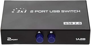 Tonysa USB Sharing Switch Sharing Switch Selector 2/4 Port USB 2.0 Manual Sharing Switch Switcher Box Switcher Adapter Hub for PC, Printer, Scanner, Mouse, Keyboard(2 Port)
