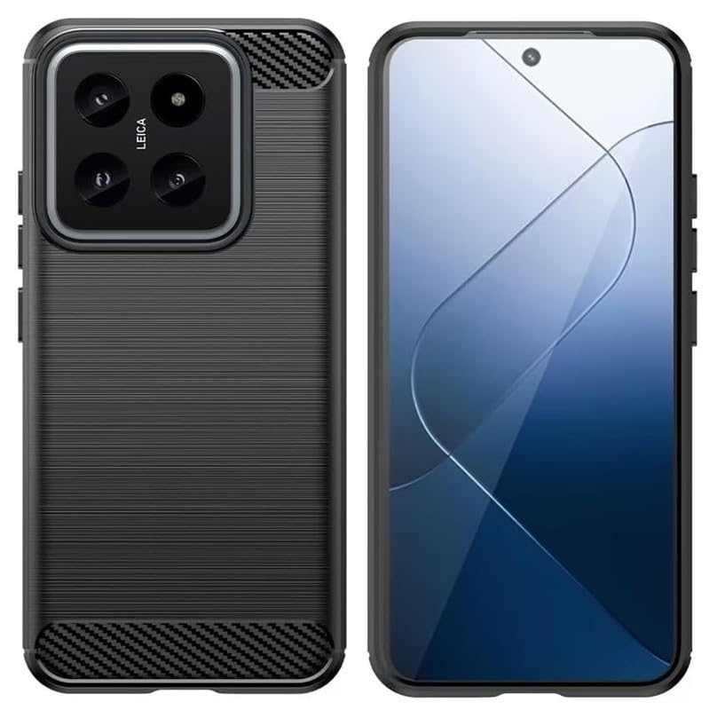 Image of NPRC Hybrid Ultra Slim Protective Case TPU Non-Slip Carbon Fiber Texture Shockproof Case Cover for Redmi 14 Ultra - Black