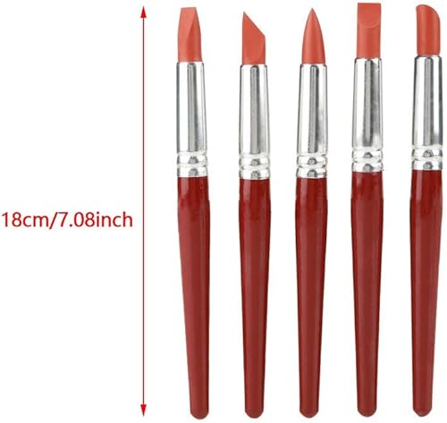 Miniatura 2 de 5 piezas de punta de goma roja de gran tamaño pinturas pinceles de silicona escultura cerámica arcilla modelado herramienta de tallado