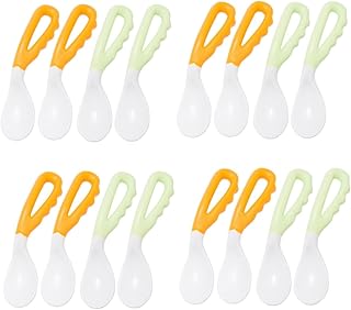 ibasenice 16 Peças Colher De Duas Cores Com Cabo Torto Colheres Para Crianças Colheres Infantis Colheres Para Crianças Colheres Para Crianças Utensílios Para Bebês Colheres De Treinamento