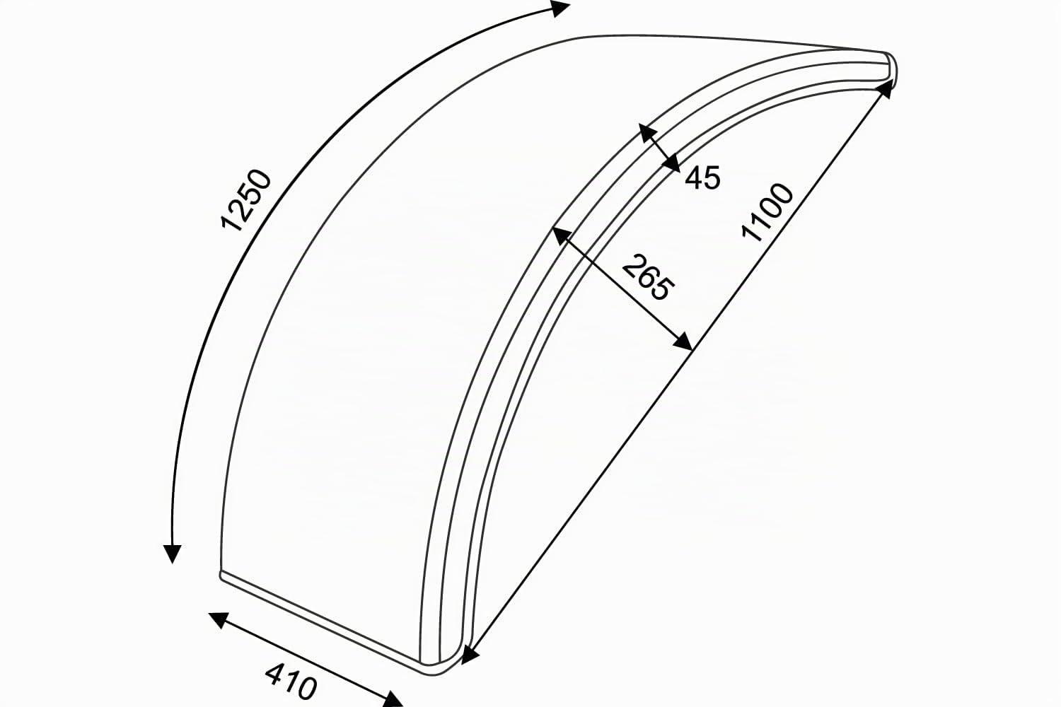 Domar Kotflügel Set für Landmaschinen und Traktoren, 20 bis 28 Zoll, 2 Stück. Kunststoff-Radkästen, 1100 x 410 mm. Ideale Schutzbleche für Schlepper und Agrarfahrzeuge.