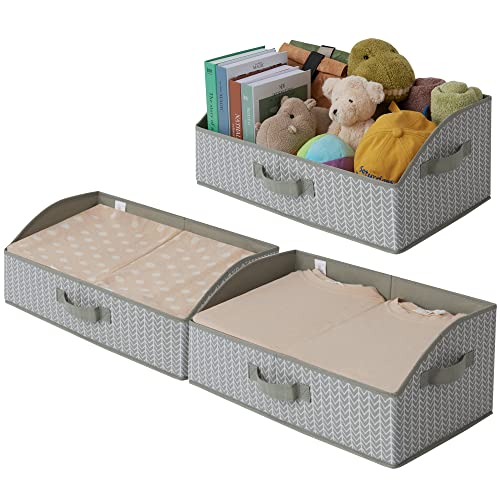 Image of GRANNY SAYS Storage Bins for Closet, Trapezoid Storage Bins with Handles, Closet, Decorative Storage Boxes for Organizing Sheets Sweaters Hats, Gray/White, 3-Pack