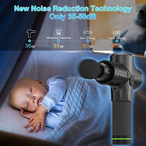 Massage Gun, 20 Speeds Adjustable Professional Handheld Deep Tissue Percussion Muscle Massager Quiet, 4 Heads Cordless Electric Massage Device for Pain Relief & Sports Relaxation (Black) - Thumbnail 6