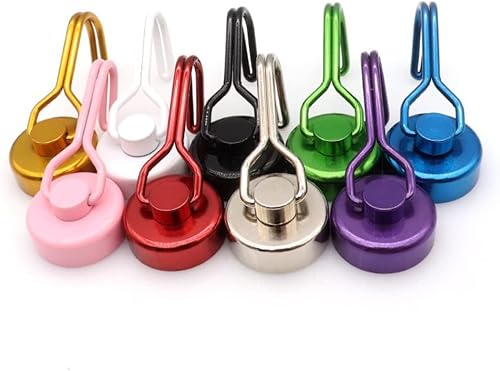 Miniatura 6 de Paquete de 9 ganchos magnéticos giratorios coloridos  Imanes de neodimio resistentes para llave de puerta de refrigerador, barbacoa, parrilla,