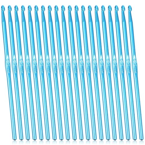 LXUEJIE 20 PCS 5MM Aluminum Crochet Hooks, US Size H (Size 8) Blue...